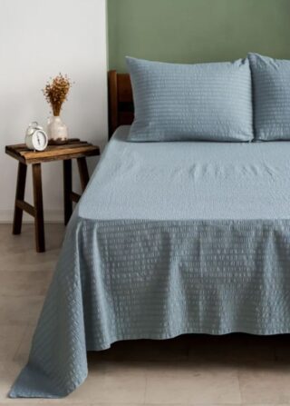 ЙЕРРНА, простыня, 150х220см, серо-голубой, гофре