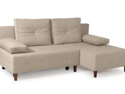 ДЕНИ, угловой диван-кровать, угол универсальный, велюр, бежевый, М