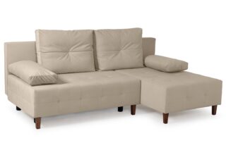 ДЕНИ, угловой диван-кровать, угол универсальный, велюр, бежевый, М