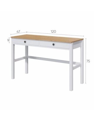 КЫМОР, стол компьютерный, 2 ящика, 121x47х75 см, белый/светло-коричневый