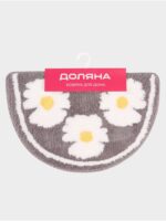ТРЕНД, коврик для дома, полукруглый, 40х60 см, ромашки/серый