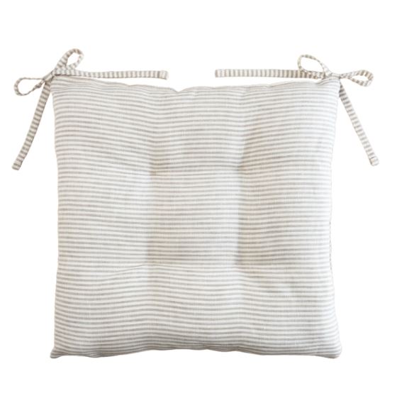 ЛЕН, подушка на стул, 42×42 см, белый/серый