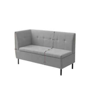 ОЛИВЕР, диван кухонный с ящиком, подлокотник слева, 137 см, велюр, дымчатый серый