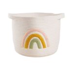 КИДС ХОУМ, корзина для хранения из хлопка, 30х40х25 см, радуга, белая