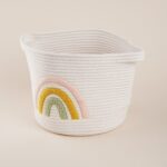 КИДС ХОУМ, корзина для хранения из хлопка, 30х40х25 см, радуга, белая