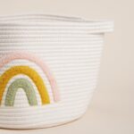 КИДС ХОУМ, корзина для хранения из хлопка, 30х40х25 см, радуга, белая