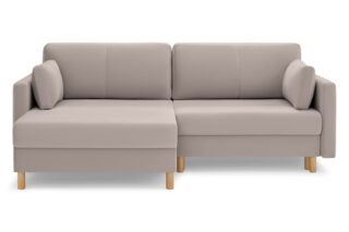 ДУБЛИН, угловой диван-кровать, бежевый, велюр, М2