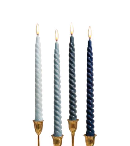 ХЮГГЕ, набор свечей витых, 4 шт, 25 см, серый