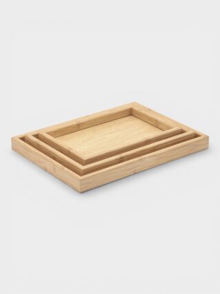 ВУДИ, набор подносов, 3 шт, 40х30-30х20 см, дерево, натуральный