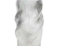 ВЕНДИ, ваза рифленая, 24 см, стекло, прозрачный