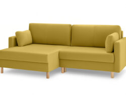 ДУБЛИН, угловой диван-кровать, горчичный, велюр, М3