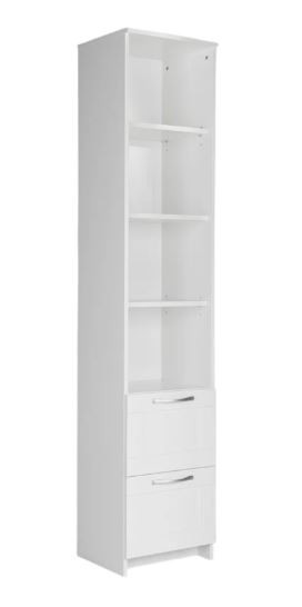 СИРИУС-стеллаж-2-ящика-39х190-см-белый-М-1