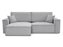 СИДНЕЙ, угловой диван-кровать, велюр страйп, бежевый, М5